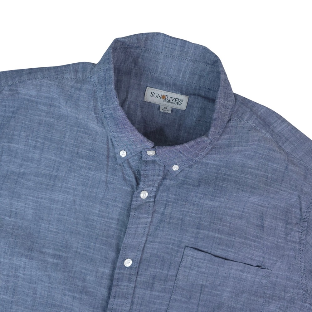 Sun‎ River Clothing Co Button Down Shirt Mens XXL Blue Short Sleeve Minimalist
